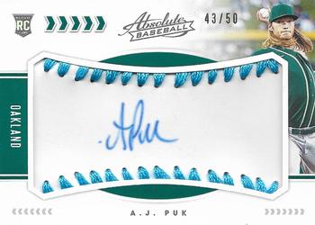 2020 Panini Absolute - Rookie Baseball Material Signatures Light Blue #160 A.J. Puk Front