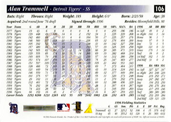 1997 Score #106 Alan Trammell Back