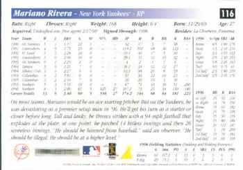 1997 Score #116 Mariano Rivera Back