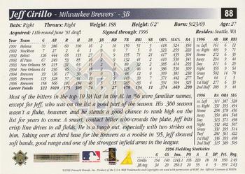 1997 Score #88 Jeff Cirillo Back