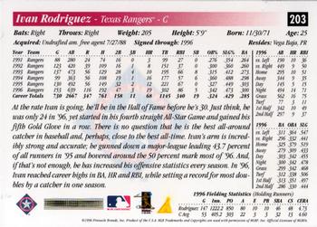 1997 Score #203 Ivan Rodriguez Back