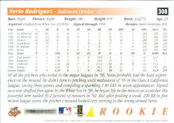 1997 Score #308 Nerio Rodriguez Back