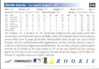 1997 Score #316 Karim Garcia Back