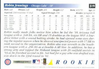 1997 Score #319 Robin Jennings Back