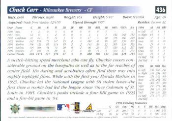 1997 Score #436 Chuck Carr Back