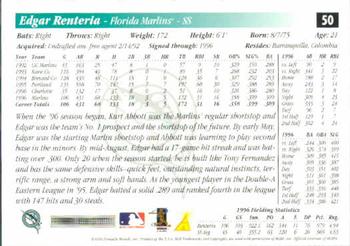 1997 Score #50 Edgar Renteria Back