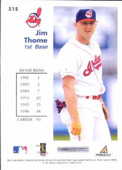 1997 Score #515 Jim Thome Back