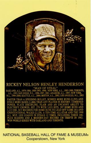 1965-22 Cooperstown Plaque Postcards #NNO Rickey Henderson Front