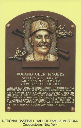 1965-22 Cooperstown Plaque Postcards #NNO Rollie Fingers Front