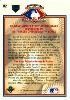 1991 Upper Deck - Heroes of Baseball #H2 Gaylord Perry Back