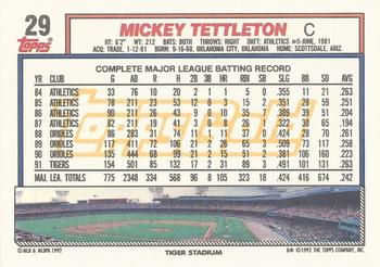 1992 Topps - Gold #29 Mickey Tettleton Back