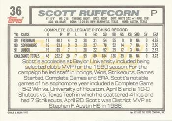1992 Topps - Gold #36 Scott Ruffcorn Back