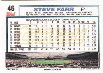 1992 Topps - Gold #46 Steve Farr Back