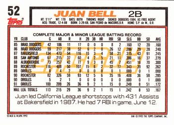 1992 Topps - Gold #52 Juan Bell Back