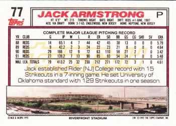 1992 Topps - Gold #77 Jack Armstrong Back
