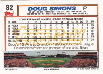 1992 Topps - Gold #82 Doug Simons Back