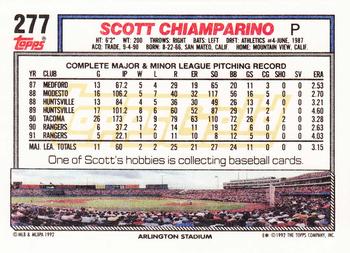 1992 Topps - Gold #277 Scott Chiamparino Back