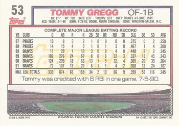 1992 Topps - Gold #53 Tommy Gregg Back