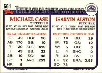 1993 Topps - Inaugural Marlins #661 Garvin Alston / Michael Case Back