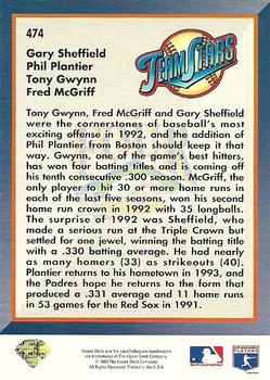 1993 Upper Deck - Gold Hologram #474 Gary Sheffield / Phil Plantier / Tony Gwynn / Fred McGriff Back