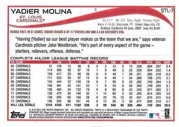 2014 Topps St. Louis Cardinals #STL7 Yadier Molina Back