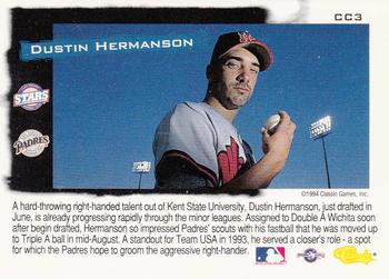1994 Classic - Cream of the Crop Update #CC3 Dustin Hermanson Back