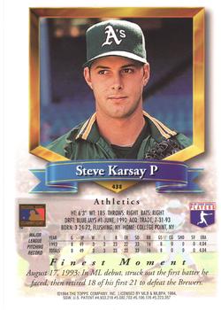 1994 Finest - Jumbos #438 Steve Karsay Back