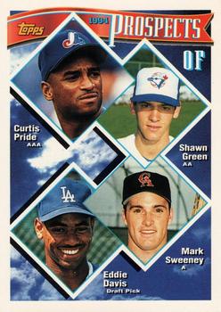 1994 Topps Bilingual #237 OF Prospects (Curtis Pride / Shawn Green / Mark Sweeney / Eddie Davis) Front