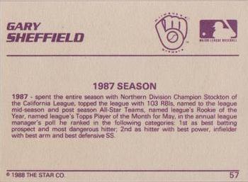 1988 Star Silver #57 Gary Sheffield Back