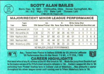 1986 Donruss The Rookies #25 Scott Bailes Back