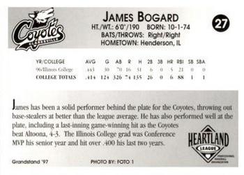 1997 Grandstand Clarksville Coyotes #NNO James Bogard Back