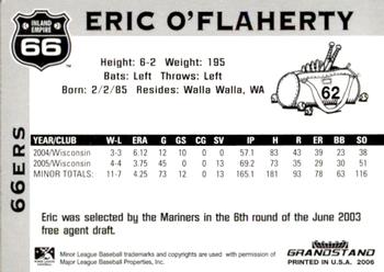 2006 Grandstand Inland Empire 66ers #5 Eric O'Flaherty Back