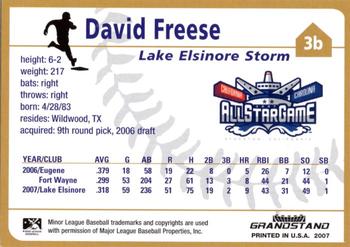 2007 Grandstand California League All-Stars #NNO David Freese Back