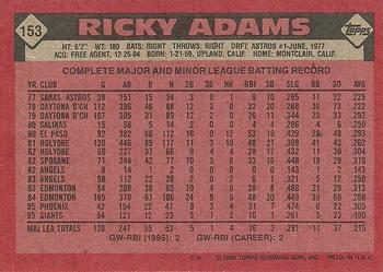 1986 Topps #153 Ricky Adams Back