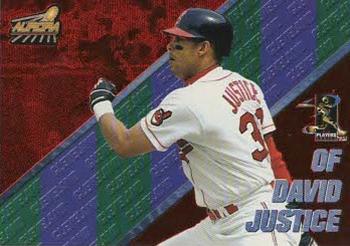 1998 Pacific Aurora - Pennant Fever Red #37 David Justice Front