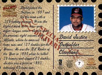 1998 Pacific Paramount - Special Delivery #7 David Justice Back