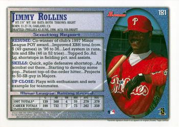 1998 Bowman #181 Jimmy Rollins Back