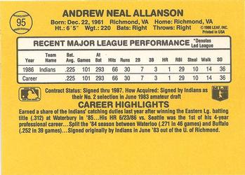 1987 Donruss #95 Andy Allanson Back