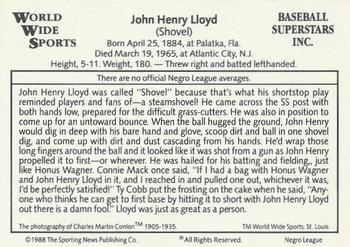 1988 Conlon World Wide Sports 1933 Negro League All-Stars #NNO John Lloyd Back