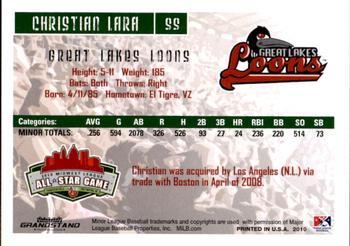 2010 Grandstand Midwest League All-Star Game Eastern Division #NNO Christian Lara Back