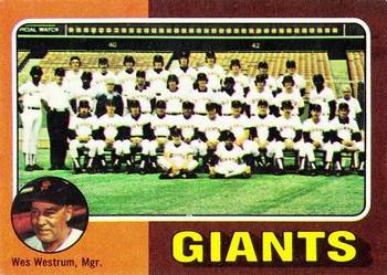 1975 Topps - Team Checklists Gray Back #216 San Francisco Giants / Wes Westrum Front