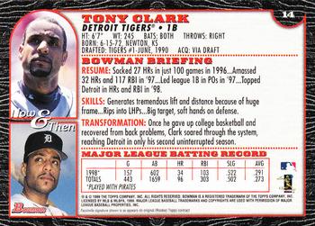 1999 Bowman - International #14 Tony Clark Back