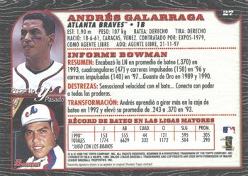 1999 Bowman - International #27 Andres Galarraga Back