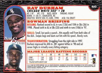 1999 Bowman - International #40 Ray Durham Back