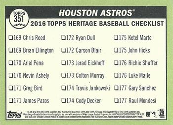 2016 Topps Heritage #351 Houston Astros Back