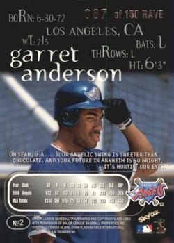 1999 SkyBox Thunder - Rave #2 Garret Anderson  Back