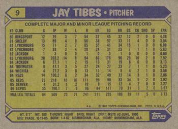 1987 Topps #9 Jay Tibbs Back