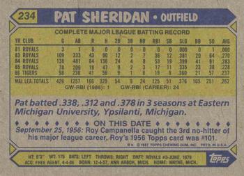1987 Topps #234 Pat Sheridan Back