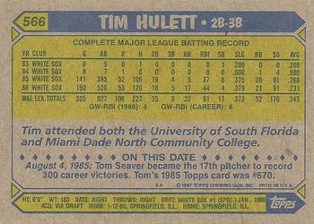 1987 Topps #566 Tim Hulett Back