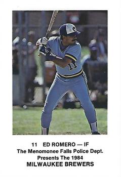 1984 Milwaukee Brewers Police - Menomonee Falls Police Dept. #NNO Ed Romero Front